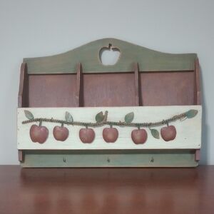 Apple Themed Wooden Wall Organizer